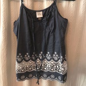 Denim and lace blouse